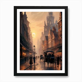 Bustling city during the 1900s Art Print