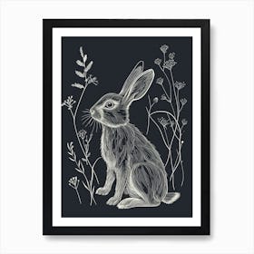 Argente Rabbit Minimalist Illustration 1 Art Print