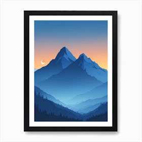 Misty Mountain Background Blue Color Theme Sunset Simple Minimalistic Vector Art Light Color 2 20231023195935278 Jaxu 9cym Art Print