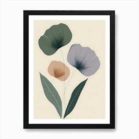 Flowers On A Beige Background 4 Art Print