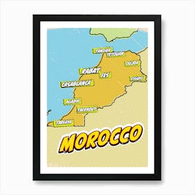 Pop art Morocco Map Art Print