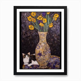 Crocus With A Cat 1 Art Nouveau Klimt Style Art Print