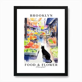 Food Market With Cats In Brooklyn 2 Poster Art Print