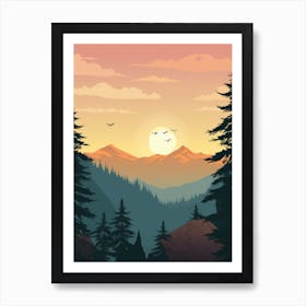 Sunset Over The Mountains 1 Art Print