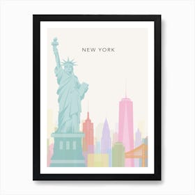 Rainbow New York Skyline Art Print