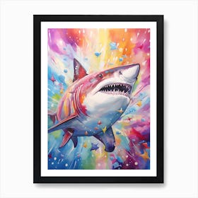  A Bull Shark Vibrant Paint Splash 1 Art Print