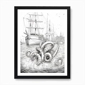 Octopus Detailed Drawing 1 Art Print