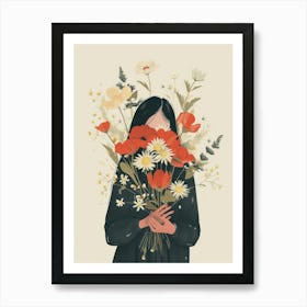 Spring Girl With Red Flowers 2 Art Print