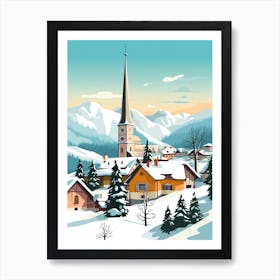 Vintage Winter Travel Illustration Bavaria Germany 4 Art Print