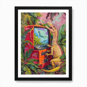 Dinosaur Retro Video Game Painting 1 Art Print