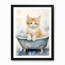 Turkish Cat In Bathtub Bathroom 6 Art Print
