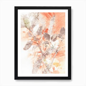 Red Brown Botanical Leaves Art Print