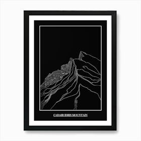 Cadair Idris Mountain Line Drawing 5 Poster Art Print