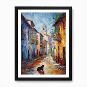 Painting Of A Street In Buenos Aires With A Cat 1 Impressionism Art Print