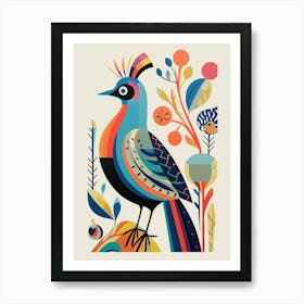 Colourful Scandi Bird Partridge 1 Art Print