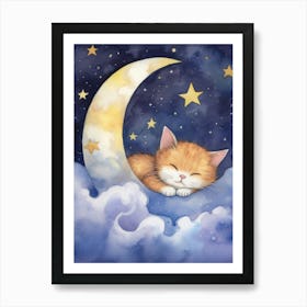 Baby Kitten 7 Sleeping In The Clouds Art Print