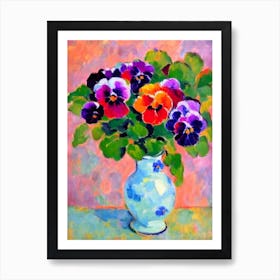 Pansy Floral Abstract Block Colour 2 2 Flower Art Print