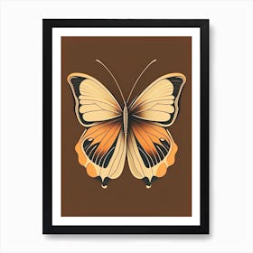 Butterfly Outline Retro Illustration 4 Art Print