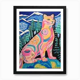 Maximalist Animal Painting Mountain Lion 1 Art Print