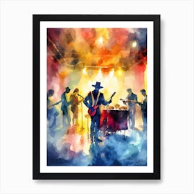 Watercolor Band In Concert Art Print