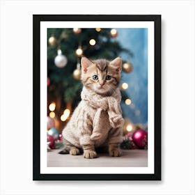 Cute Kitten In Sweater Art Print