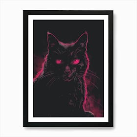 Black Cat With Pink Eyes Art Print