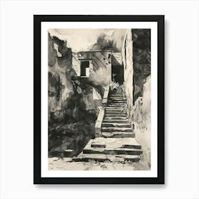 Mexic Arte Museum Austin Texas Black And White Watercolour 1 Art Print