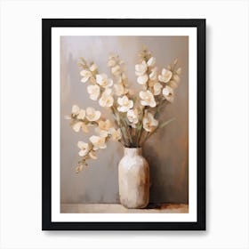 Freesia, Autumn Fall Flowers Sitting In A White Vase, Farmhouse Style 4 Art Print