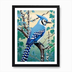 Ohara Koson Inspired Bird Painting Blue Jay 4 Art Print
