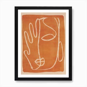 Abstract Face In Orange 2 Art Print