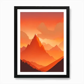 Misty Mountains Vertical Composition In Orange Tone 190 Art Print