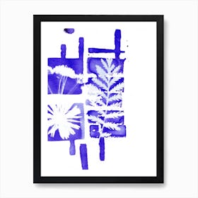 Abstract Blue Flowers Art Print