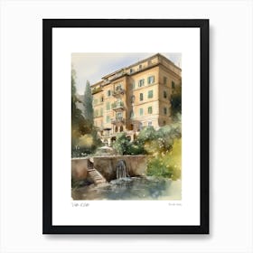 Villa D'Este, Tivoli, Italy 1 Watercolour Travel Poster Art Print