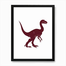 Maroon Dinosaur Silhouette 3 Art Print