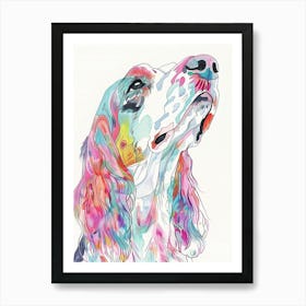 Pastel Watercolour Irish Setter Dog Line Illustration 3 Art Print