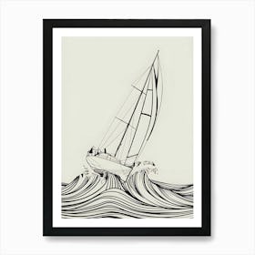 Sailboat In The Waves 1 Art Print