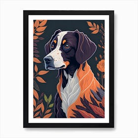 Floral Dog Portrait Boho Minimalism (19) Art Print