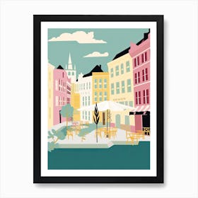 Linkoping, Sweden, Flat Pastels Tones Illustration 1 Art Print