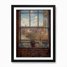 A Window View Of London In The Style Of Art Nouveau 2 Art Print
