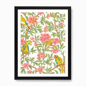 Parrot 2 William Morris Style Bird Poster