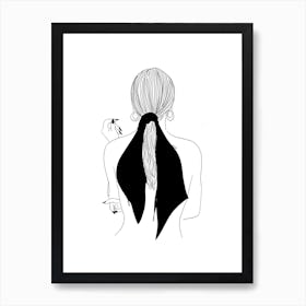 Fashion Girl Line Drawing Art Print