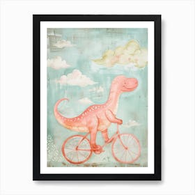 Dinosaur On A Bike Painting 2 Art Print