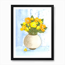 Flowers In White Vase Art Print