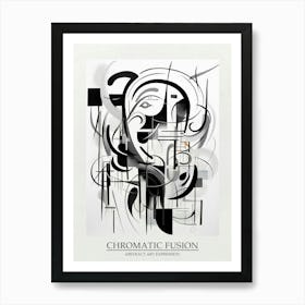 Chromatic Fusion Abstract Black And White 7 Poster Art Print