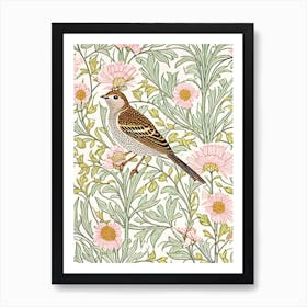 Lark 2 William Morris Style Bird Art Print