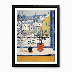 The Windowsill Of Ljubljana   Slovenia Snow Inspired By Matisse 1 Art Print