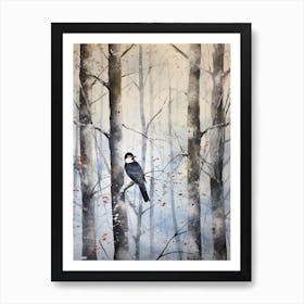 Winter Watercolour Woodpecker 3 Art Print