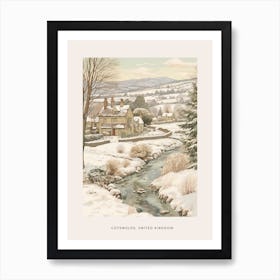 Vintage Winter Poster Cotswolds United Kingdom 2 Art Print