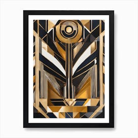 Roll Out - Abstract Art Deco Geometric Shapes Oil Painting Modernist Picasso Inspired Bold Gold Green Turquoise Red Face Visionary Fantasy Style Wall Decor Surrealism Trippy Cool Room Art Invoke Psychedelic Art Print