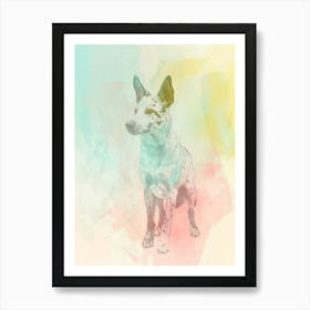 Australian Cattle Dog Pastel Line Watercolour Illustration  3 Art Print